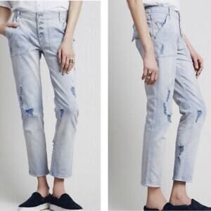 Free People Mountaineer Relaxed Straight Jeans Light Wash Denim Womens Size‎ 12